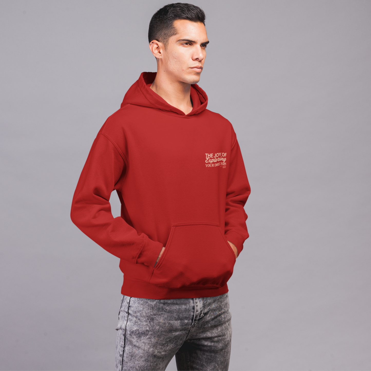 Exploring Red Regular Back Typographic Printed Hoodie