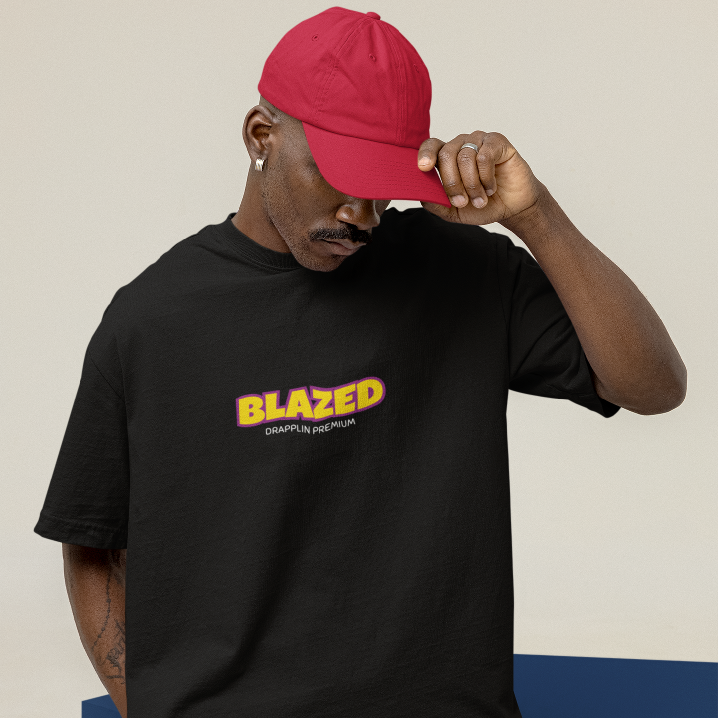 Blazed Premium Black Oversized Typography Back Printed T-shirt