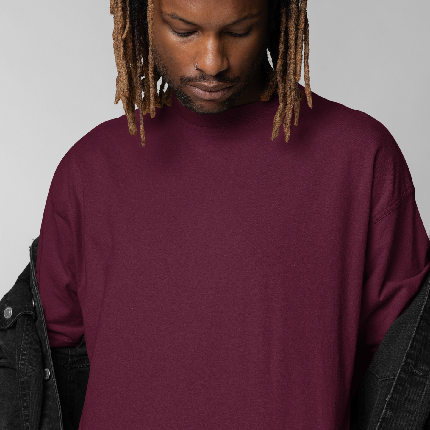 Premium Maroon Oversized Solid Plain T-shirt