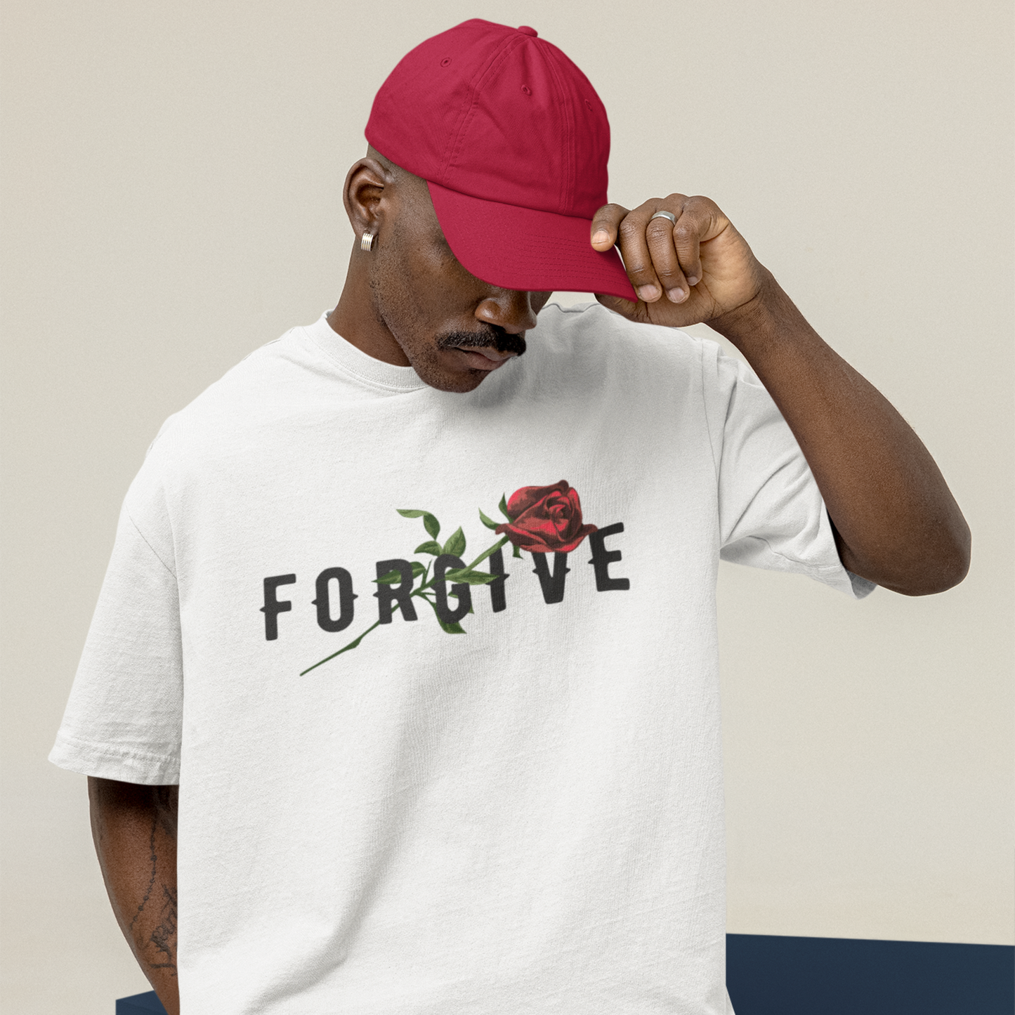Forgive Premium White Oversized Typography Back Printed T-shirt