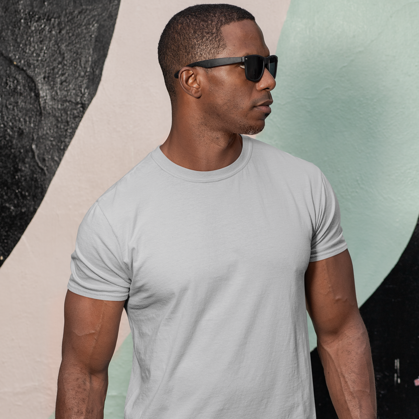 Premium Grey Mélange Regular Crew Neck Solid Plain T-shirt