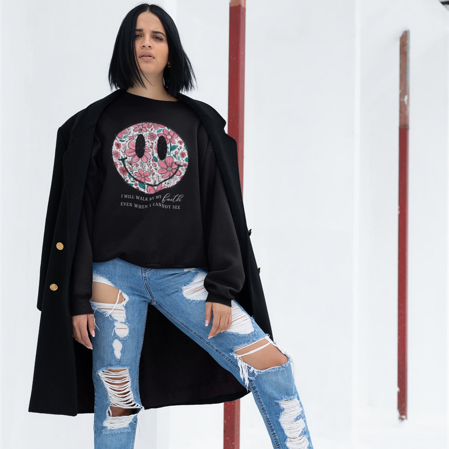 Smiley Black Woman Regular Typographic Printed Sweatshirt