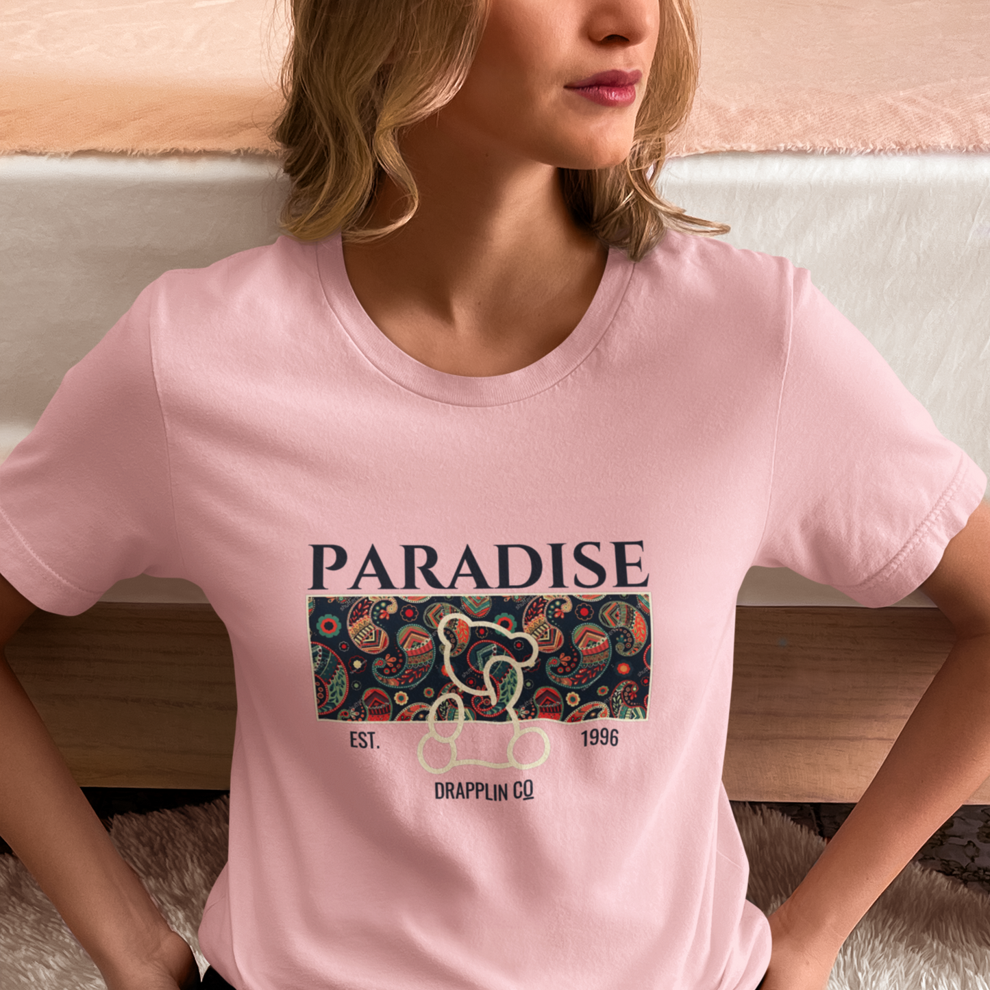 Paradise Woman Light Baby Pink Relaxed Fit Printed T-shirt