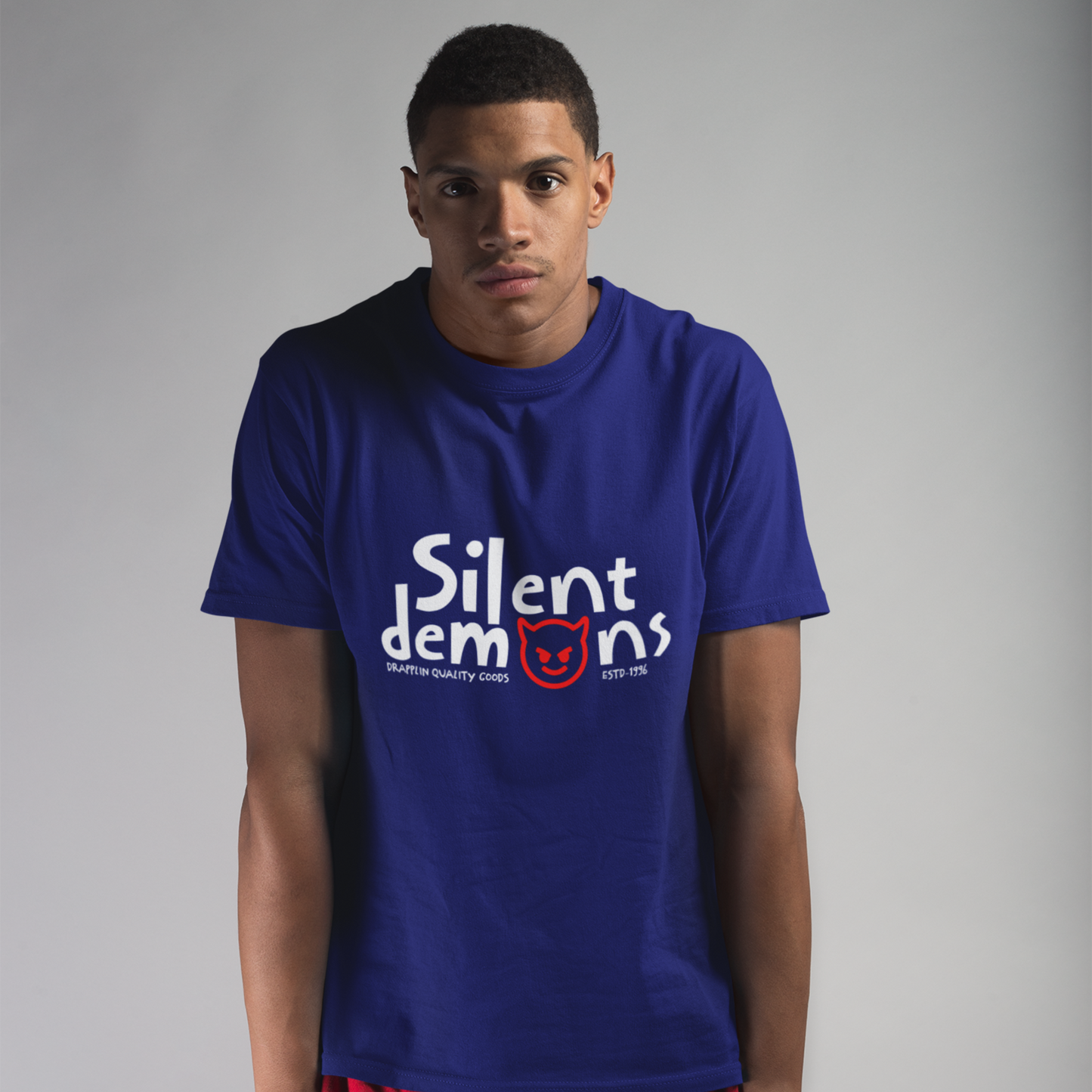 Silent Demons Royal Blue Crew Neck Graphic Printed T-shirt