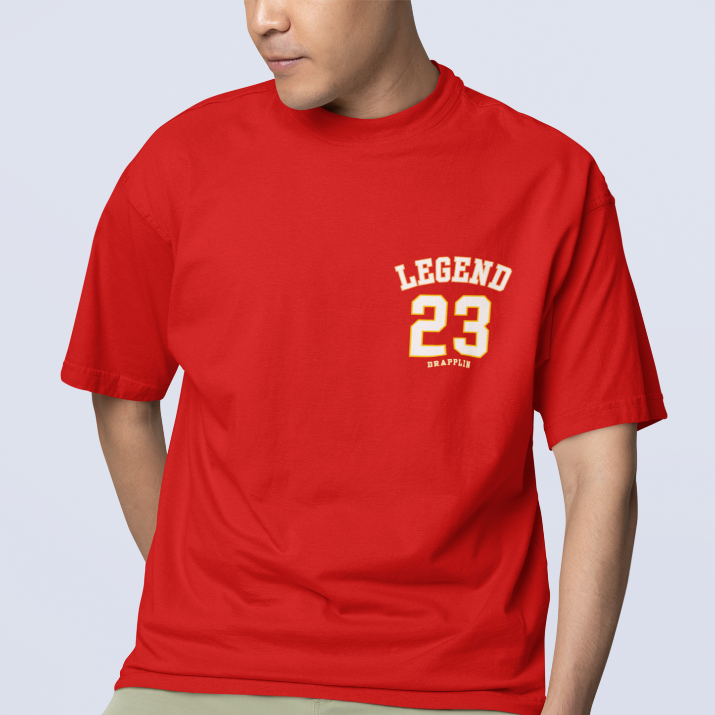 Legend Premium Red Oversized Typography Back Printed T-shirt