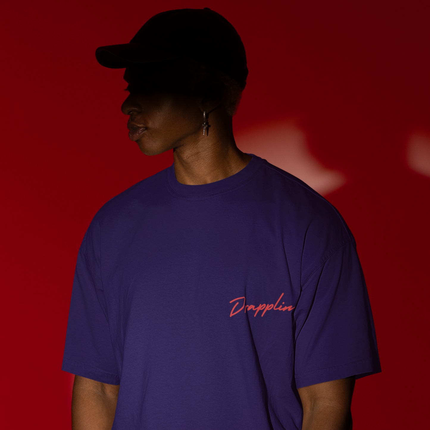 No Stress Premium Purple Oversized Typography Back Printed T-shirt