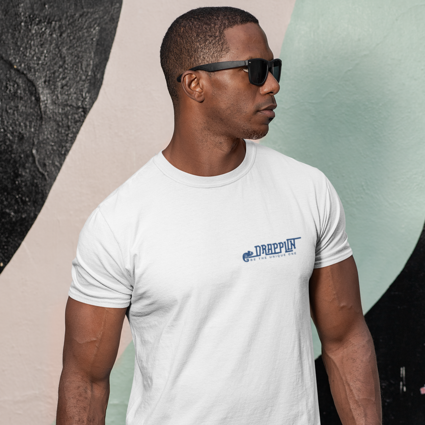 Drapplin Logo White Crew Neck Embroidered T-shirt