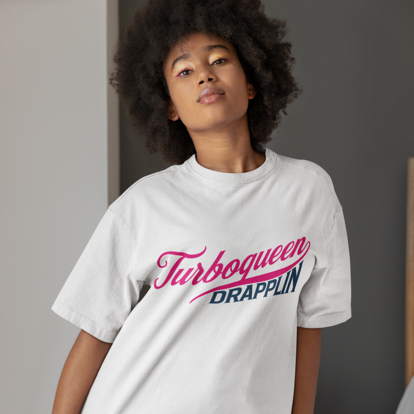 Turboqueen Premium White Woman Oversized Back Printed T-shirt