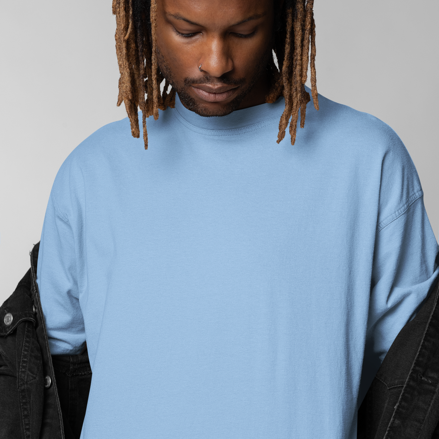 Premium Baby Blue Oversized Solid Plain T-shirt