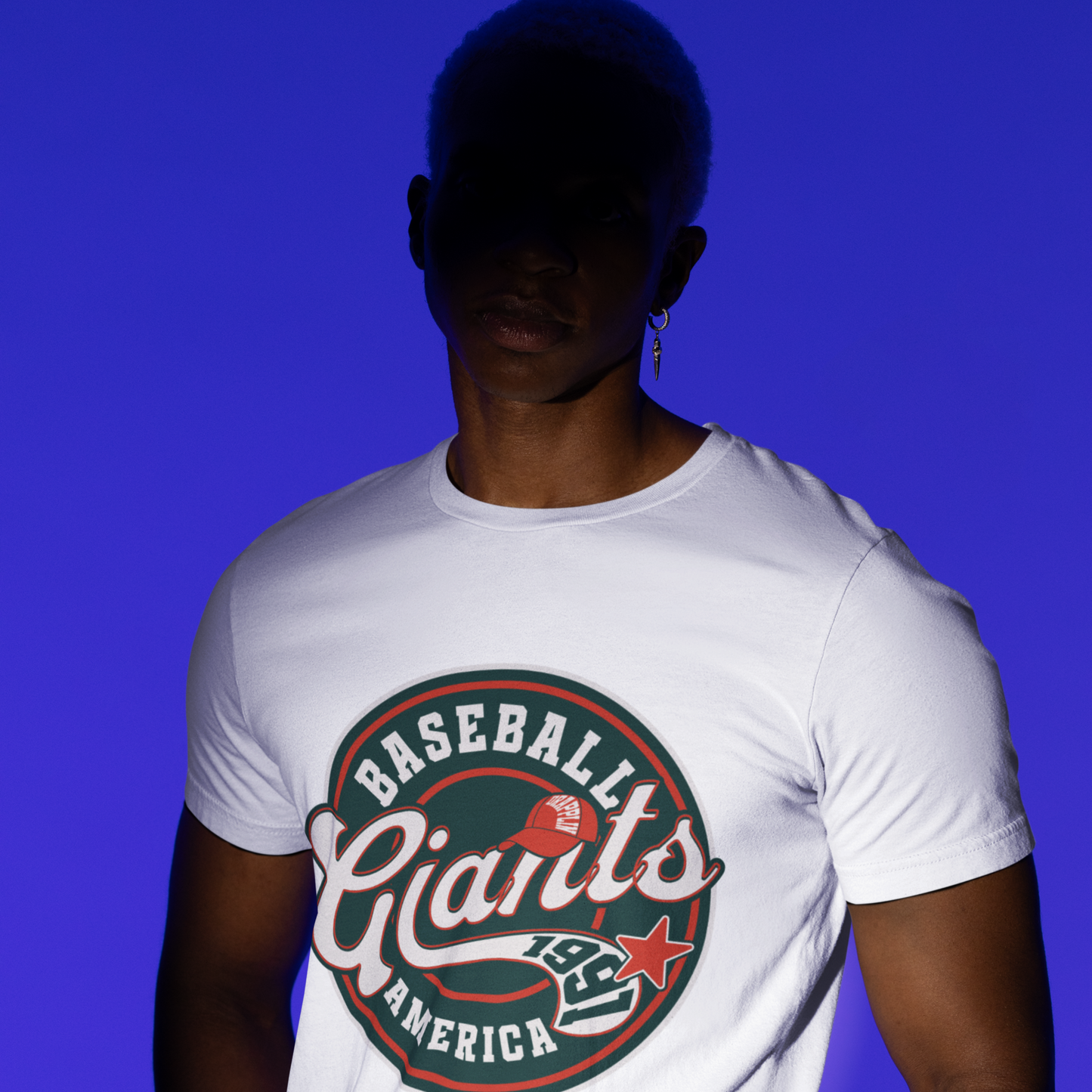 Giant White Regular Crew Neck Graphic Printed T-shirt