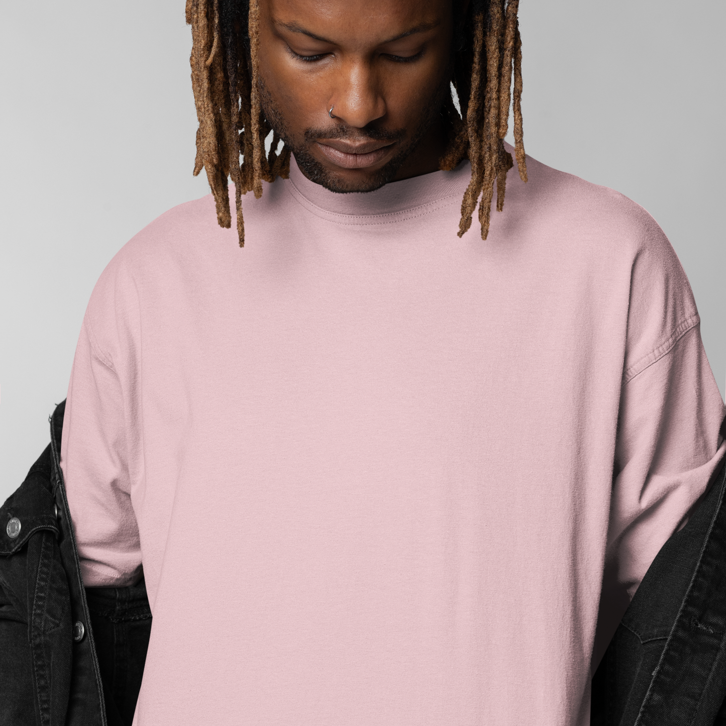 Premium Light Baby pink Oversized Solid Plain T-shirt