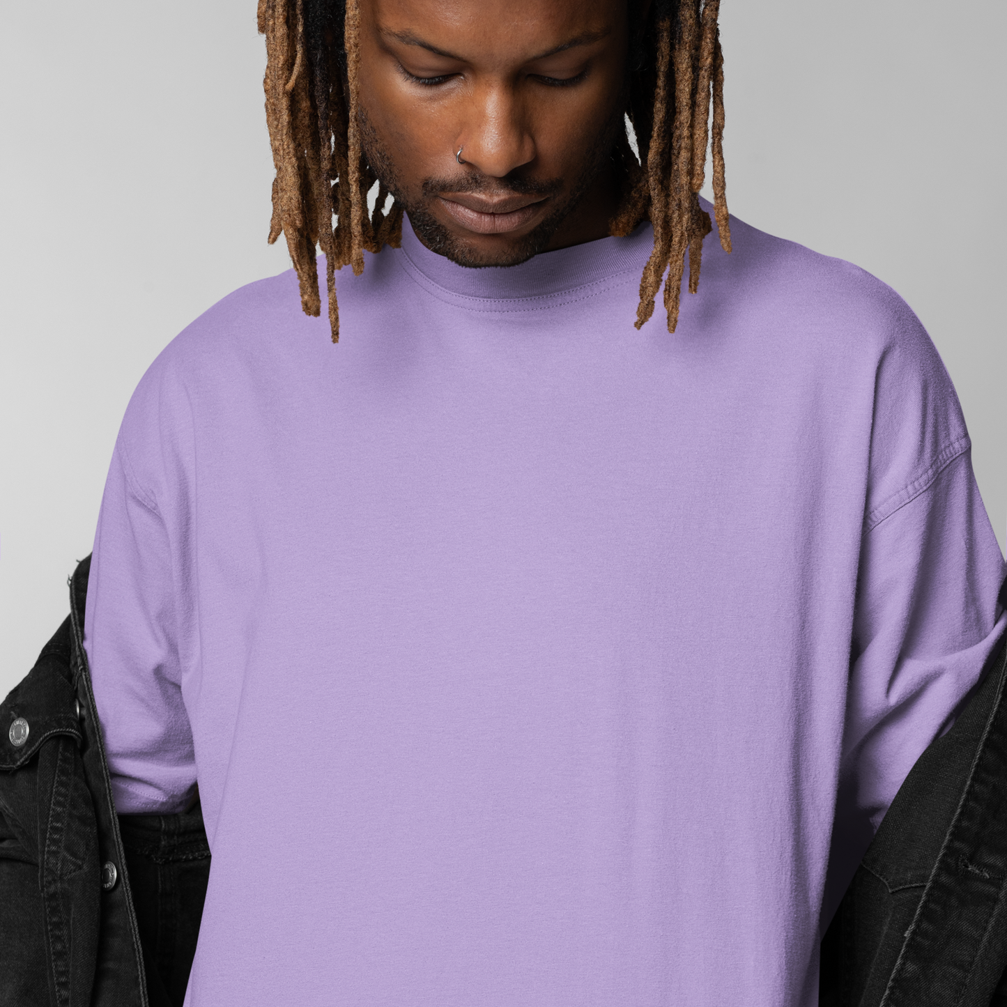 Premium Lavender Oversized Solid Plain T-shirt
