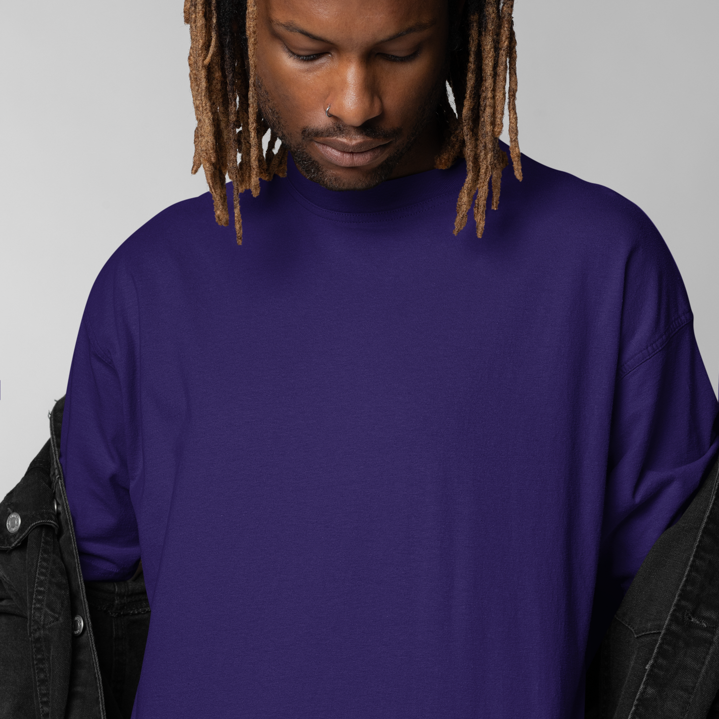 Premium Purple Oversized Solid Plain T-shirt