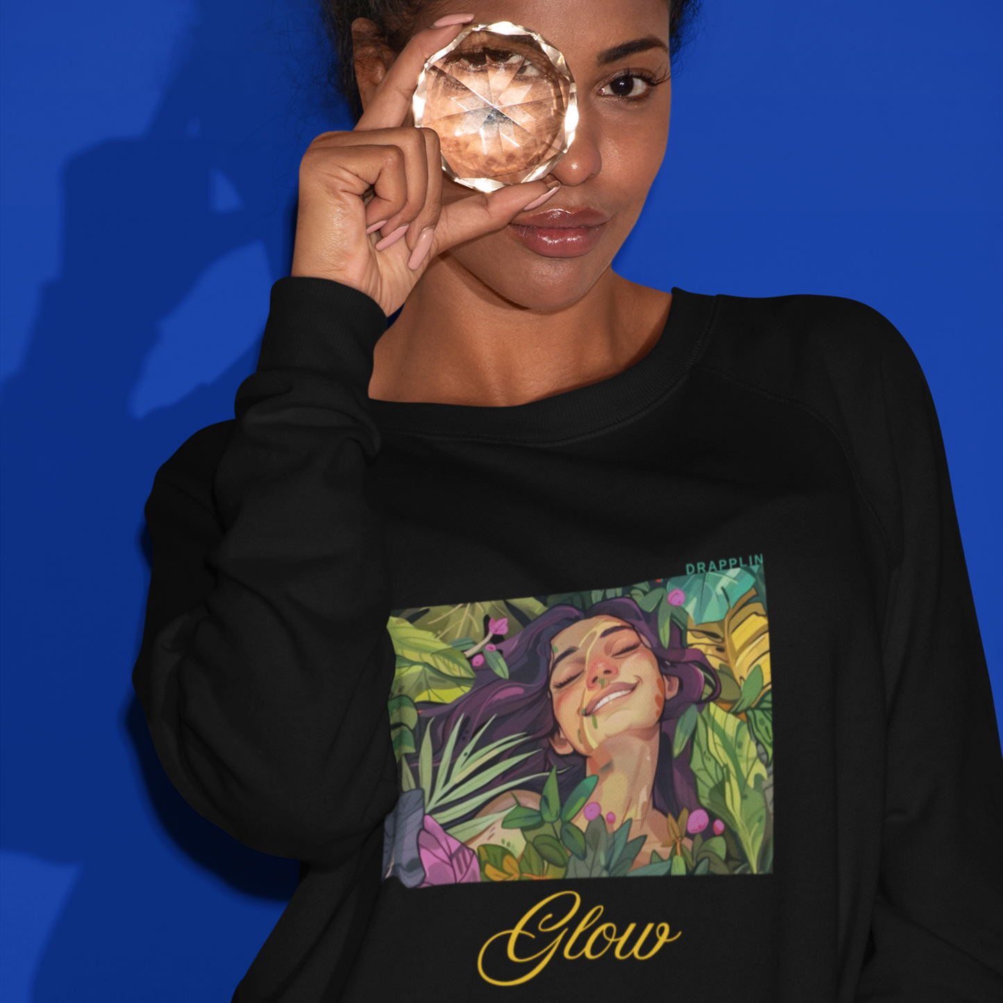 Glow Black Woman Regular Typographic Printed Sweatshirt