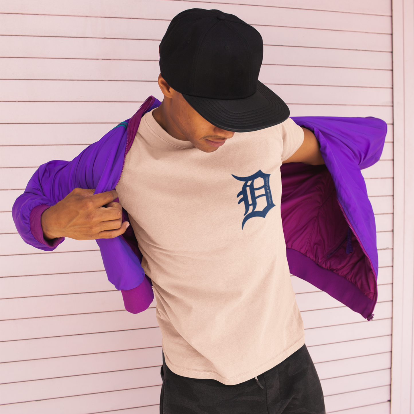 Drapplin Originals Typographic Peach Crew Neck Printed T-shirt