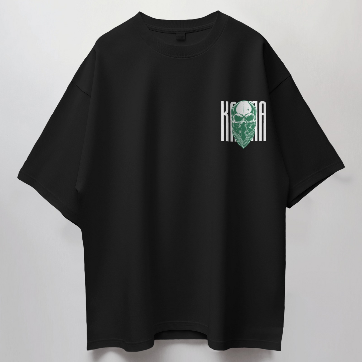 Karma Premium Black Oversized Typography Back Printed T-shirt