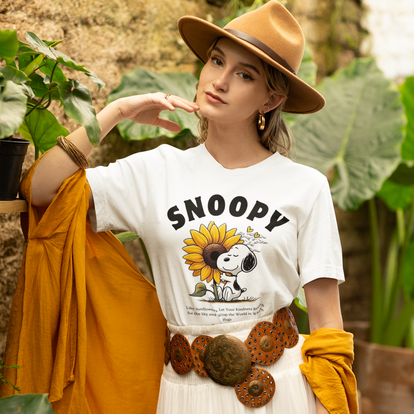 Snoopy White Woman Regular Fit Printed T-shirt