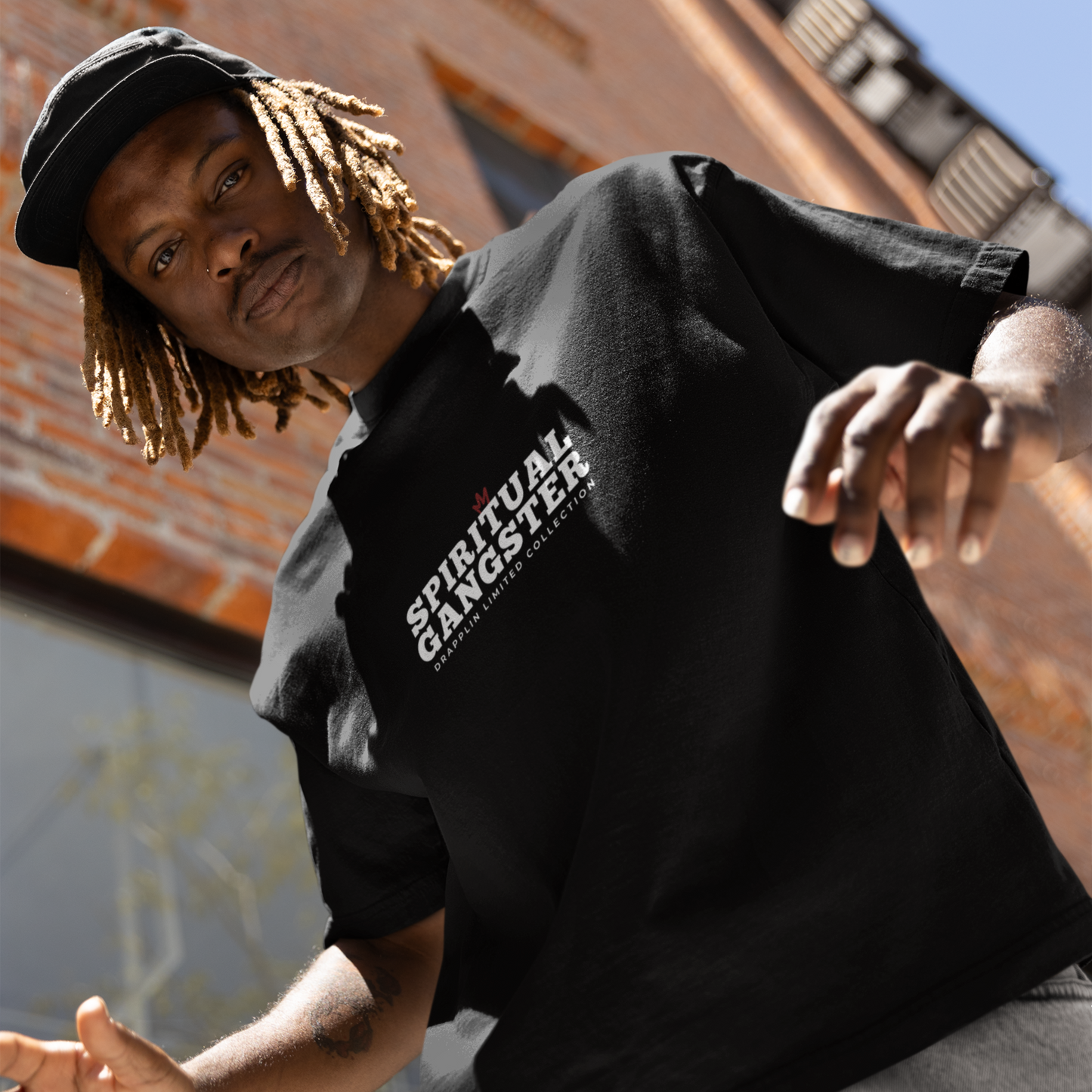 Spiritual Gangster Premium Black Oversized Typography Back Printed T-shirt