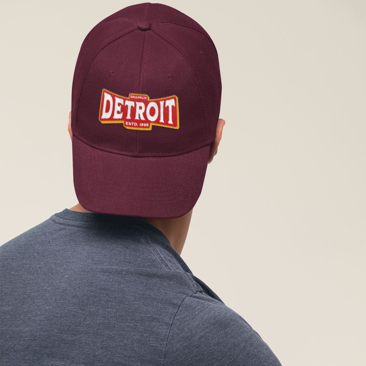 Unisex Detroit Patch Premium Maroon Baseball Cap