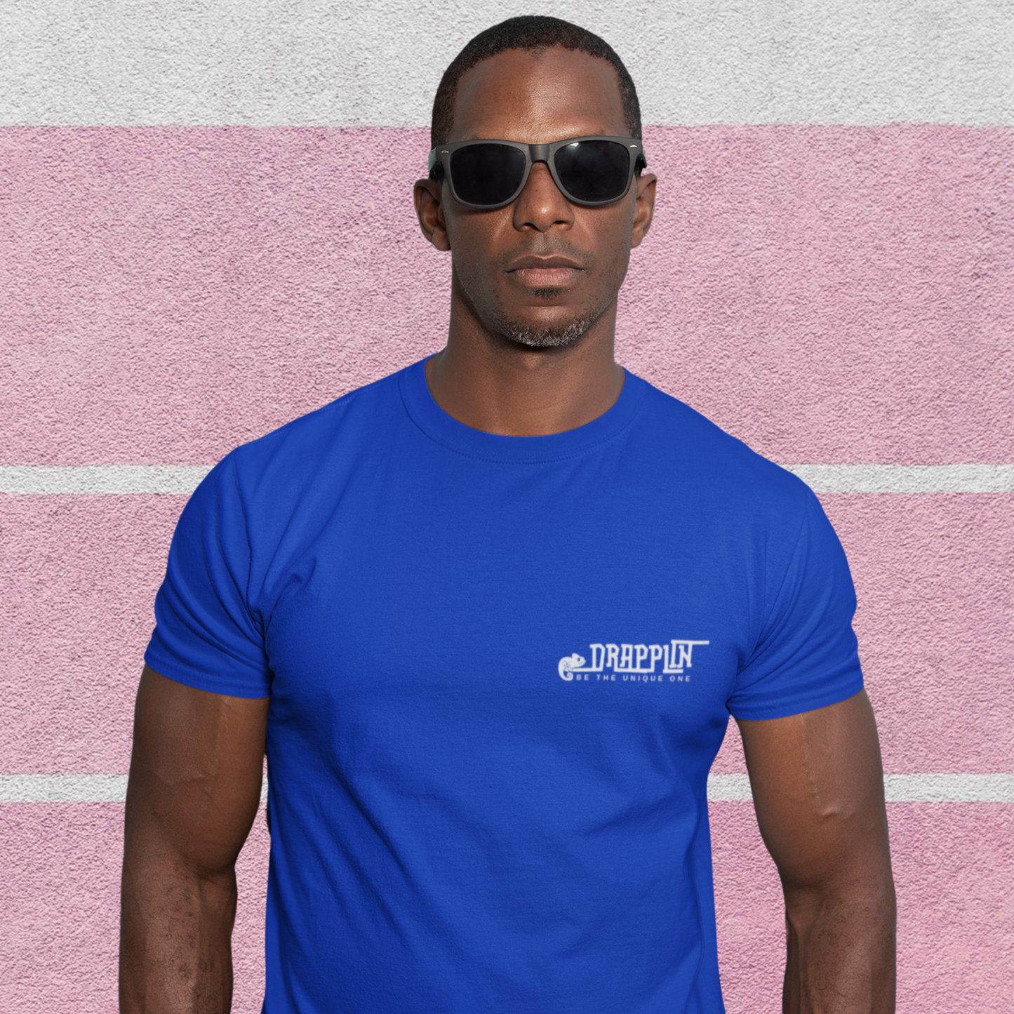Drapplin Logo Royal Blue Crew Neck Embroidered T-shirt