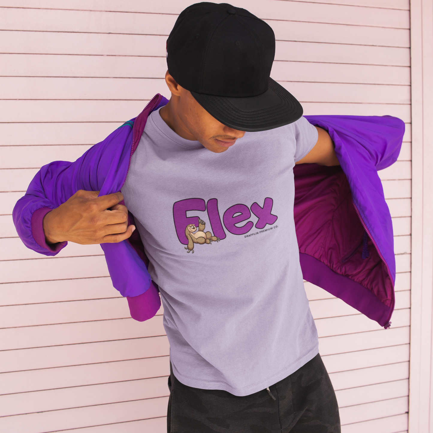 Flex Lavender Crew Neck Graphic Printed T-shirt