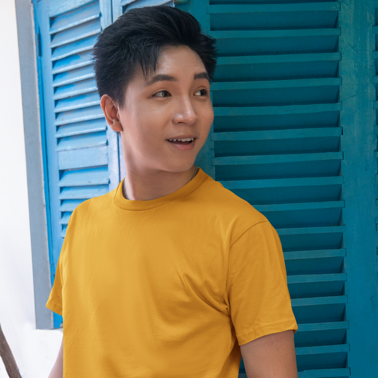 Premium Golden Yellow Regular Crew Neck Solid Plain T-shirt