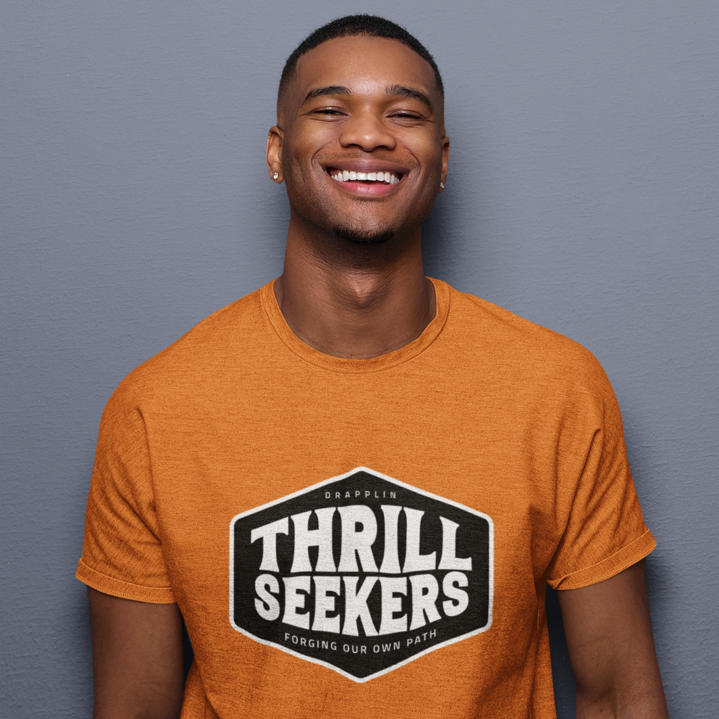 Thrill Seekers Orange Crew Neck Graphic Printed T-shirt