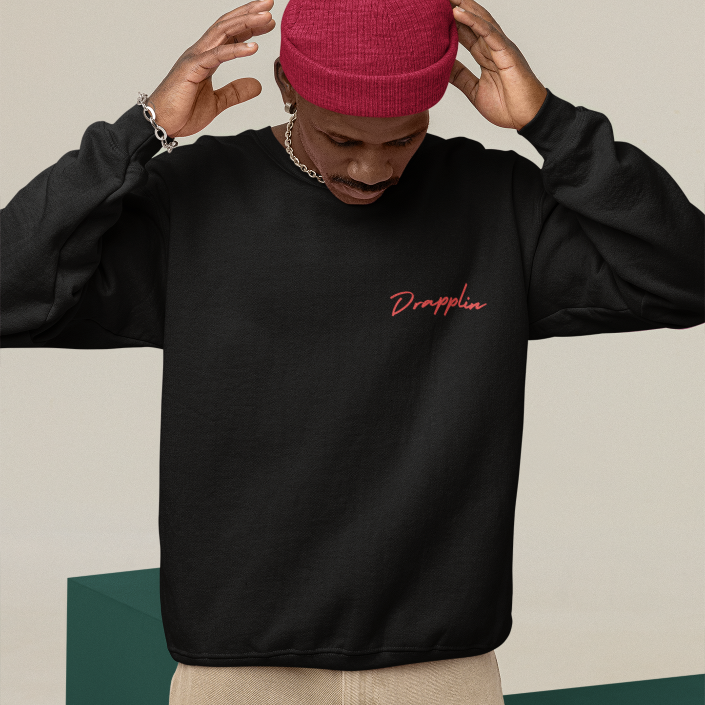 No Stress Black Oversized Back Typographic Printed Sweatshirt