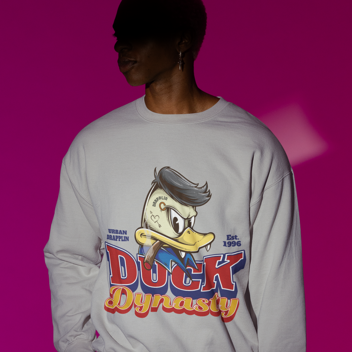 Duck Dynasty Grey Mélange Regular Printed Sweatshirt
