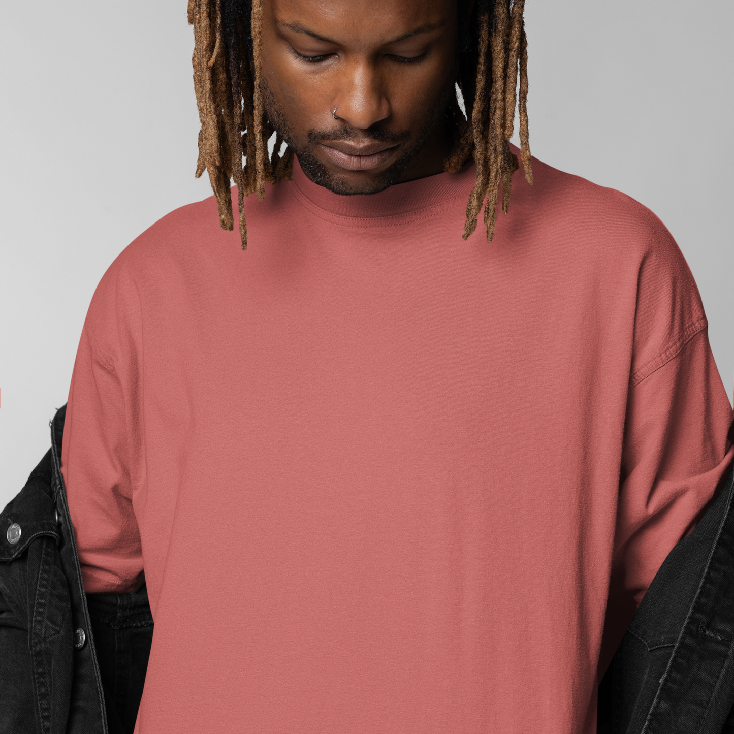 Premium Coral Oversized Solid Plain T-shirt