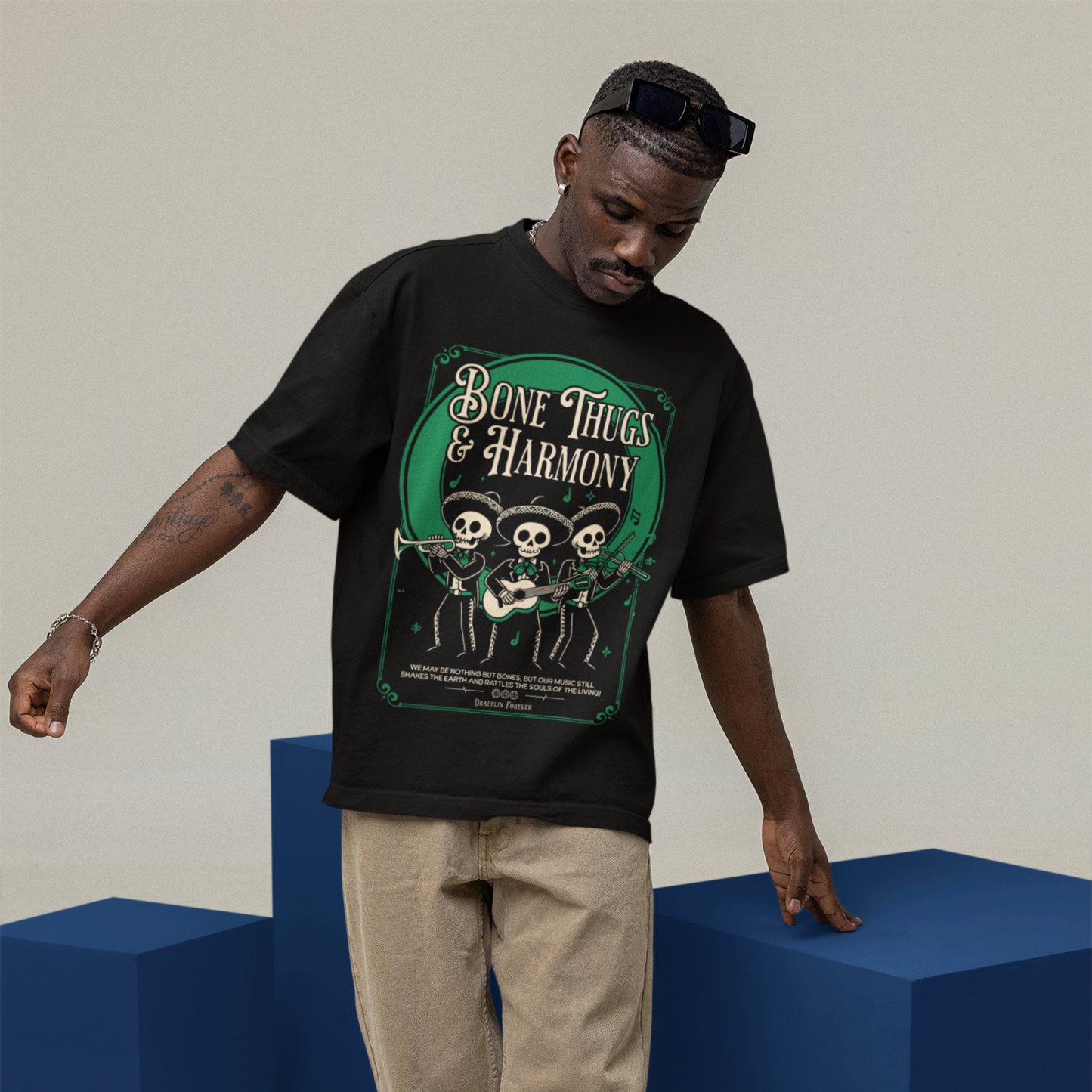 Thugs Premium Black Oversized Printed T-shirt
