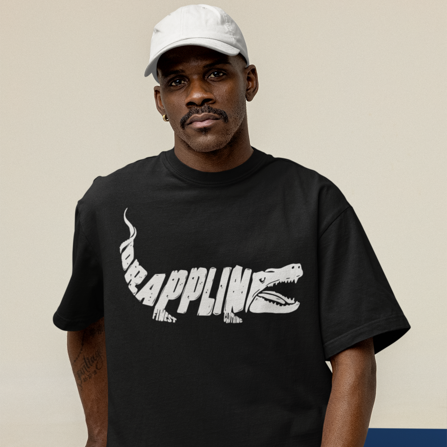 Drapplin Finest Premium Black Oversized Printed T-shirt