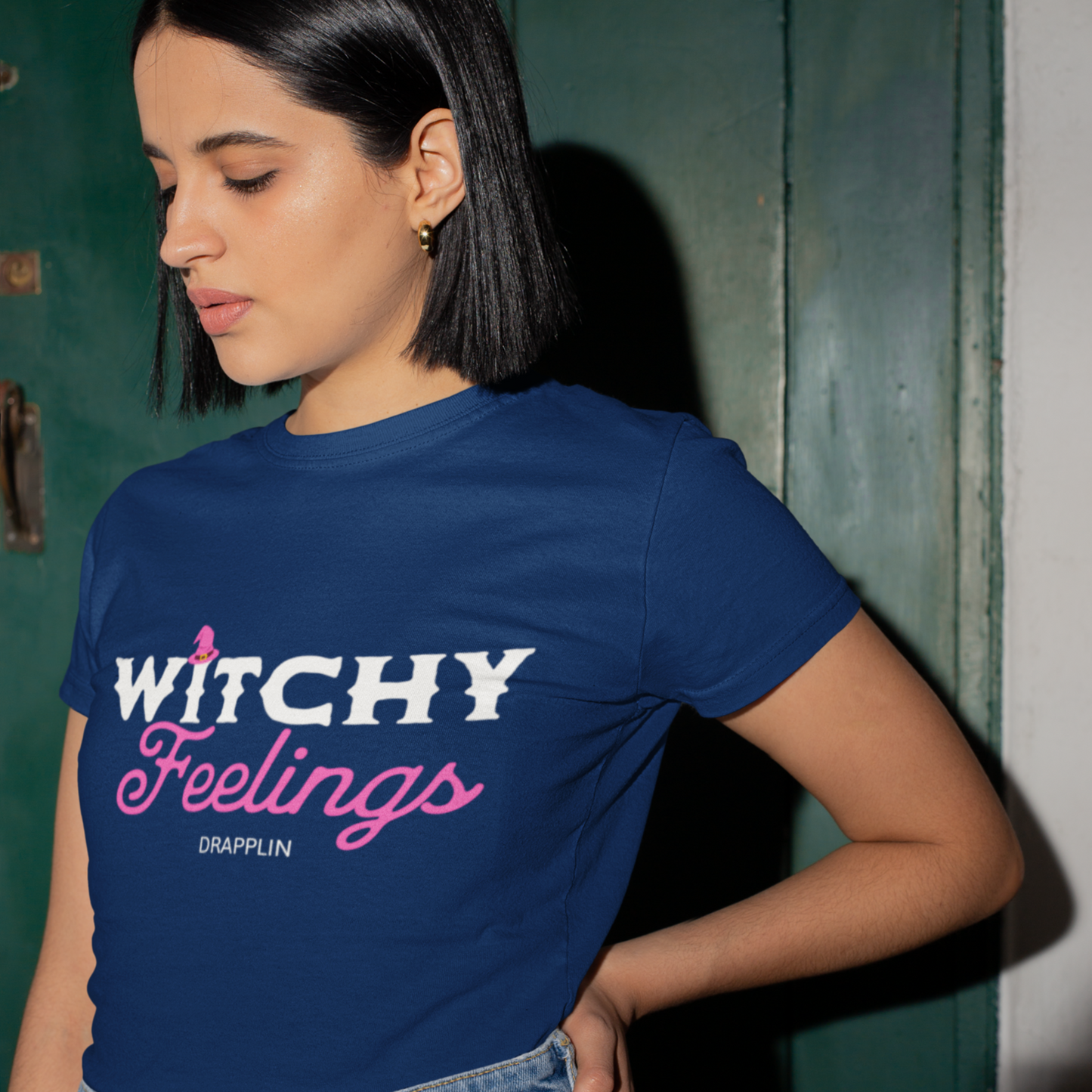 Witchy Feelings Navy Blue Relaxed Fit Printed T-shirt