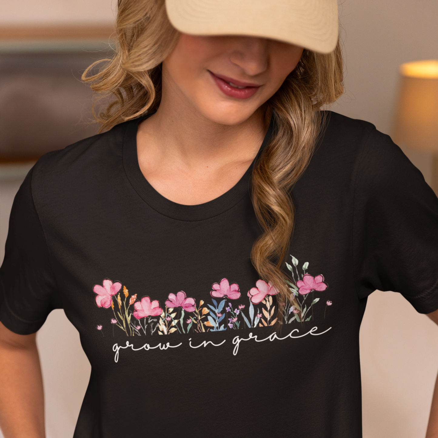 Grow In Grace Black Woman Regular Fit Printed T-shirt