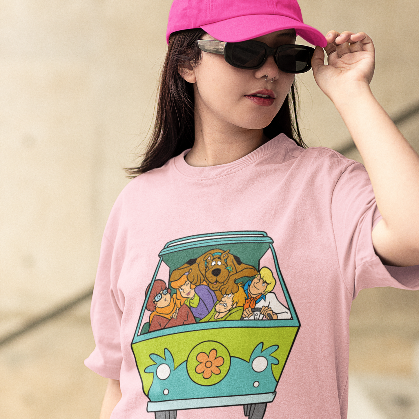 Scooby Doo Premium Unisex Light Pink Oversized Printed T-shirt