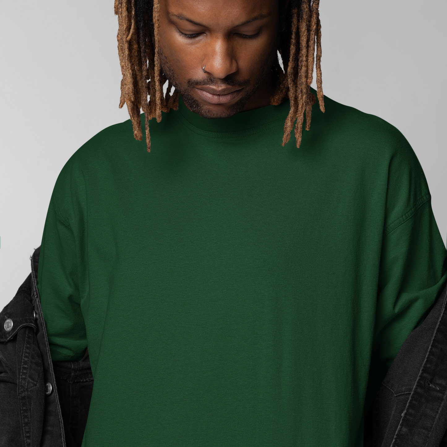 Premium Forest Green Oversized Solid Plain T-shirt