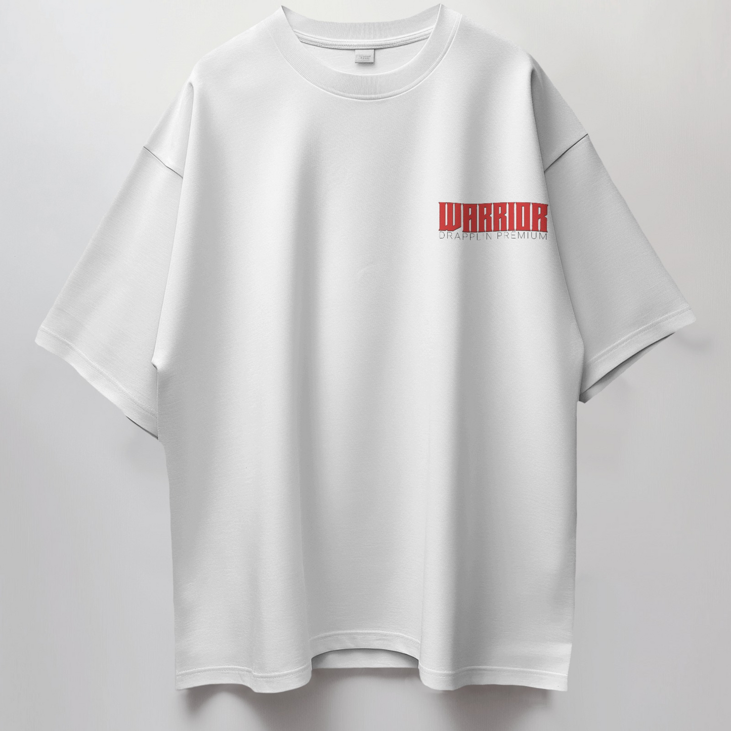Warrior Premium White Oversized Typography Back Printed T-shirt