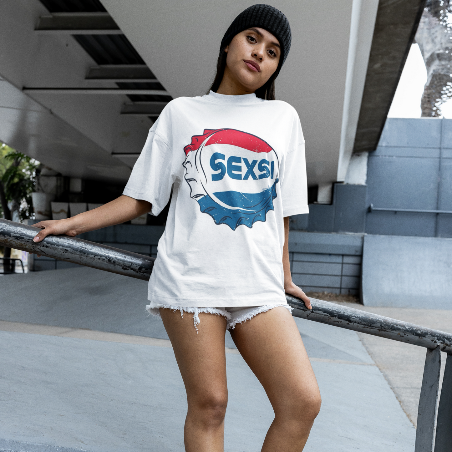 Sexsi Premium Woman White Oversized Printed T-shirt