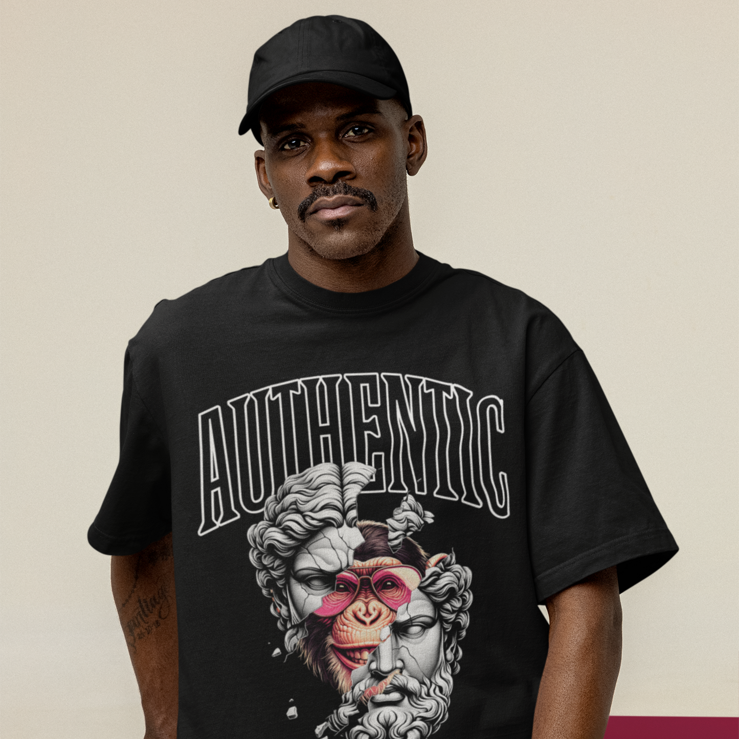 Authentic Premium Black Oversized Printed T-shirt