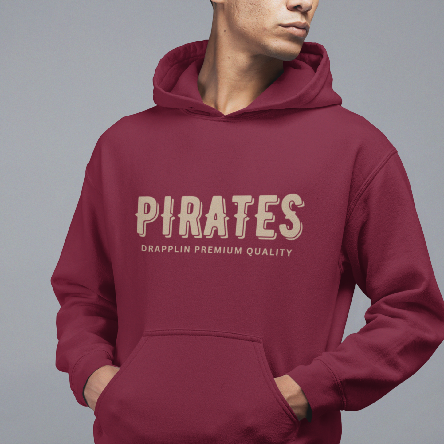 Pirates Maroon Regular Back Typographic Printed Hoodie