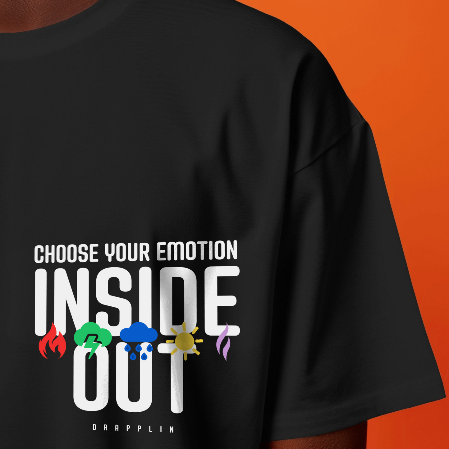 Inside Out Premium Black Oversized Printed T-shirt