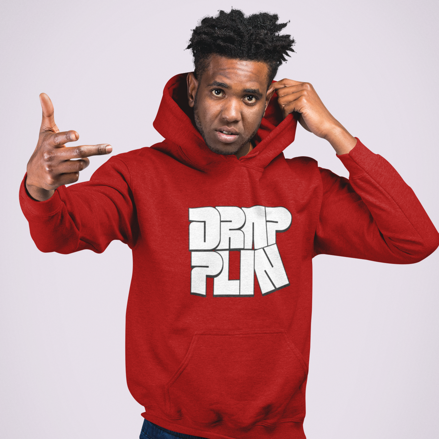 Drapplin Red Regular Typographic Printed Hoodie