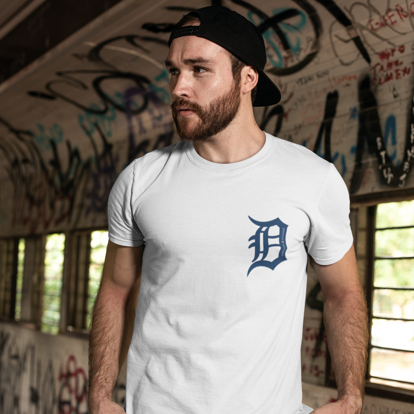 Drapplin Originals Typographic White Crew Neck Printed T-shirt
