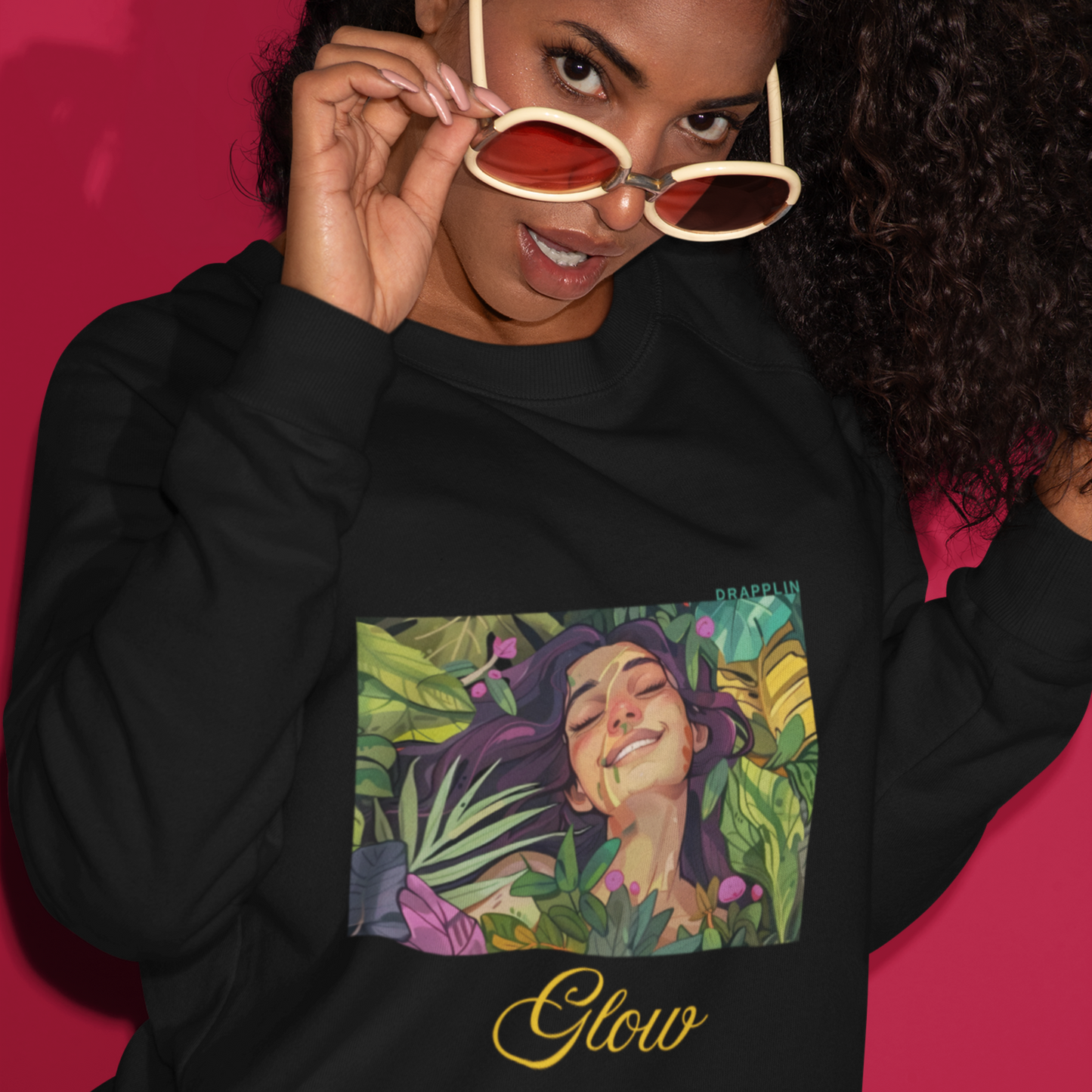 Glow Black Woman Regular Typographic Printed Sweatshirt