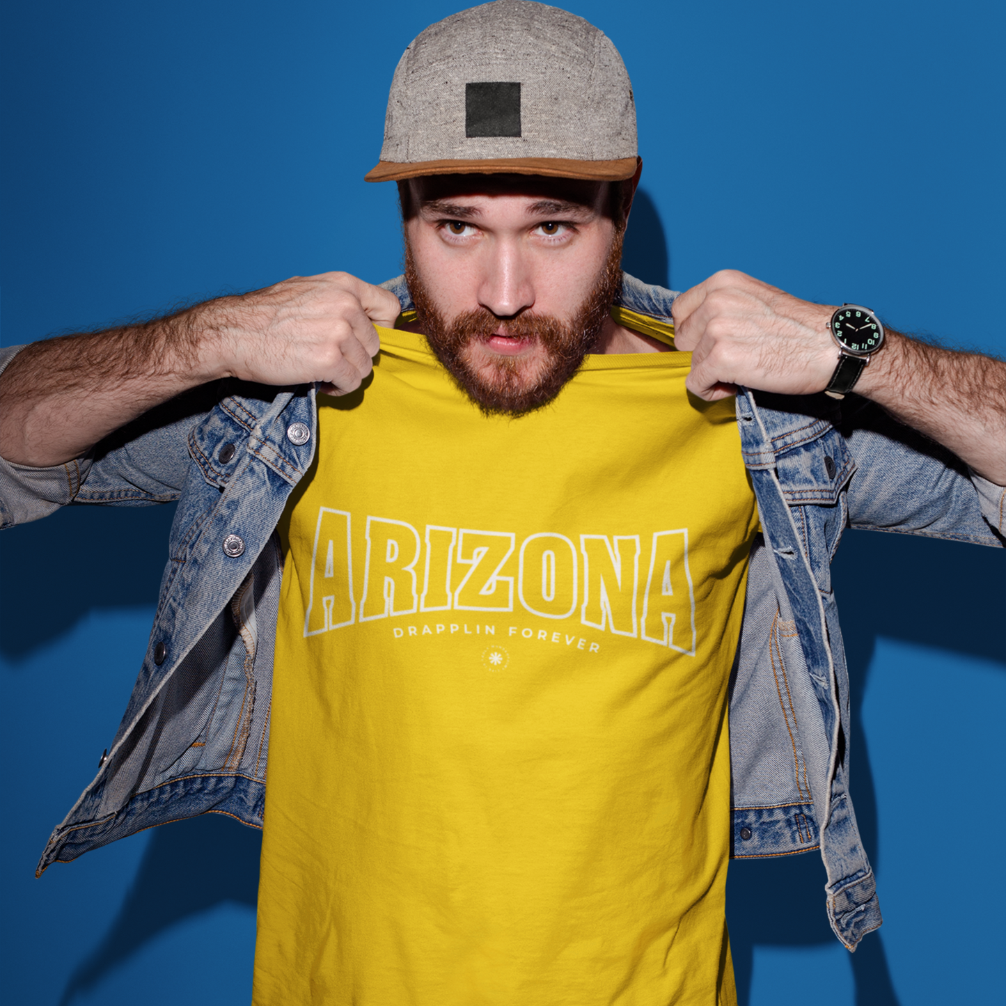 Arizona Golden Yellow Crew Neck Graphic Printed T-shirt