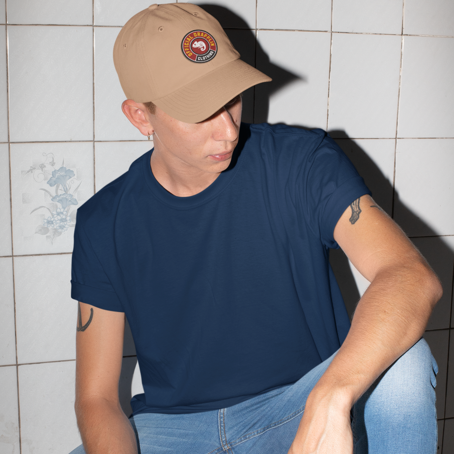 Unisex Drapplin Clothing Patch Premium Black Baseball Cap