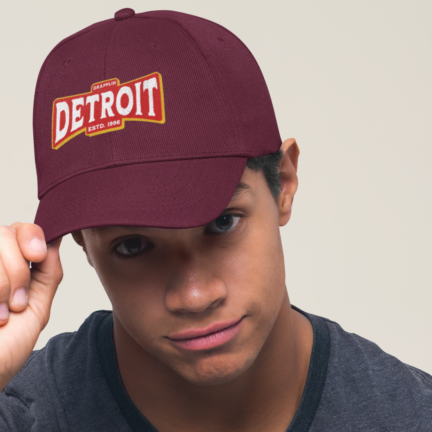 Unisex Detroit Patch Premium Maroon Baseball Cap