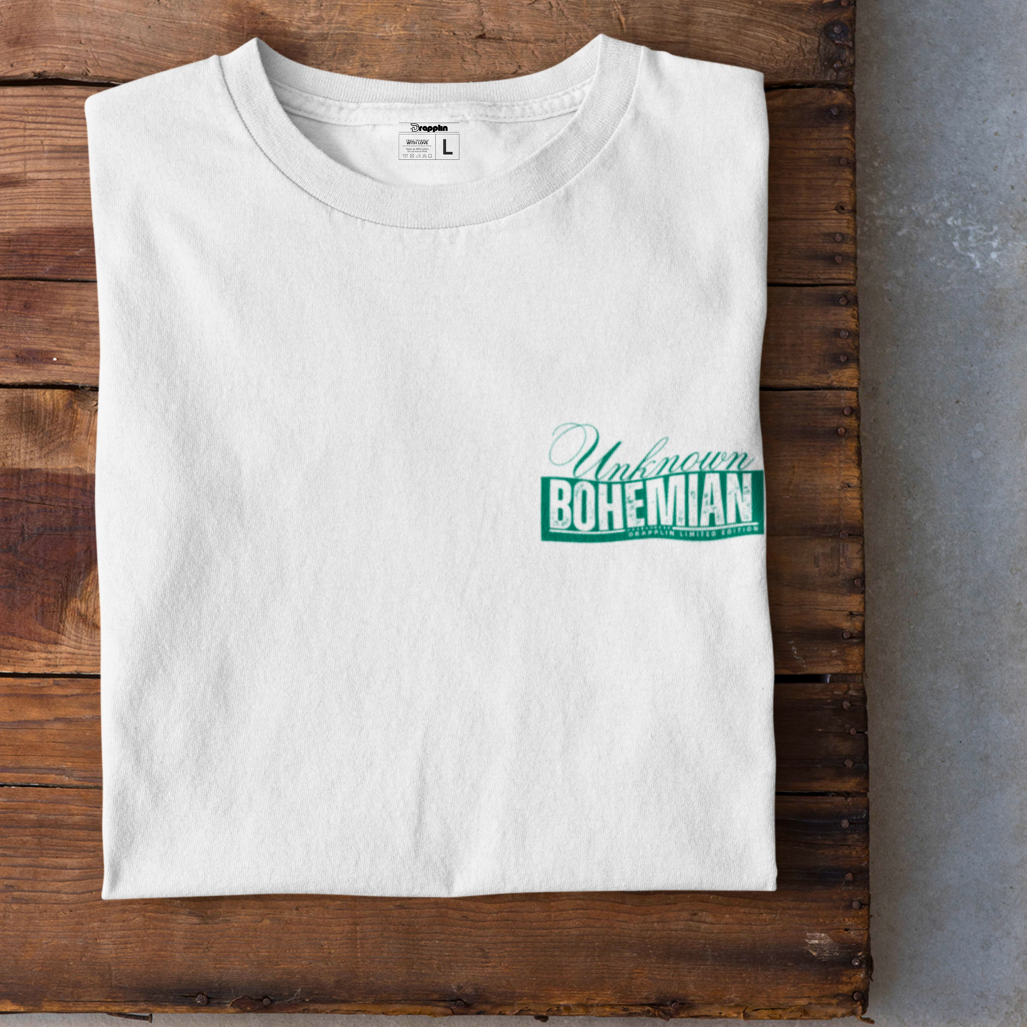 Unknown Bohemian Premium White Oversized Typography Back Printed T-shirt