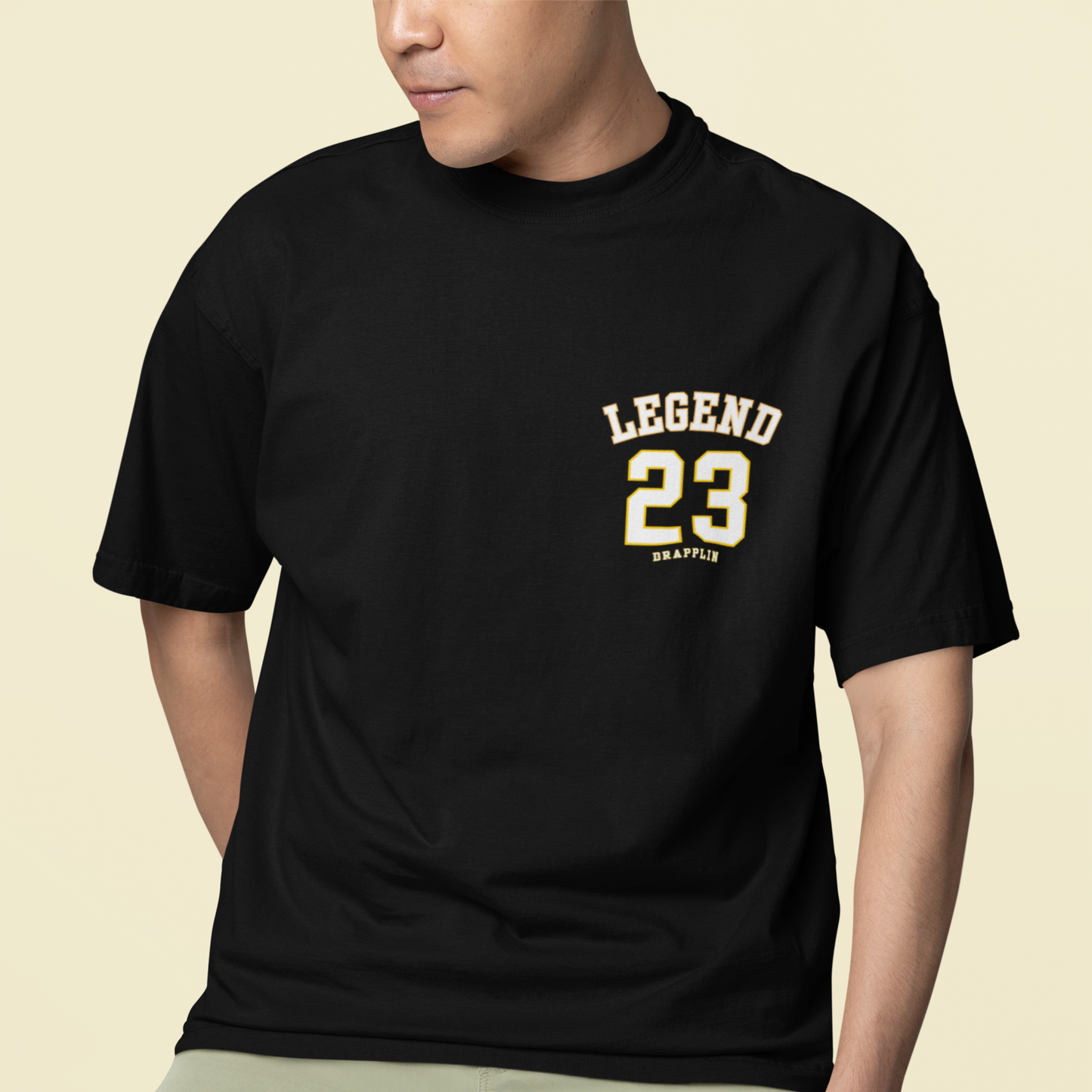 Legend Premium Black Oversized Typography Back Printed T-shirt