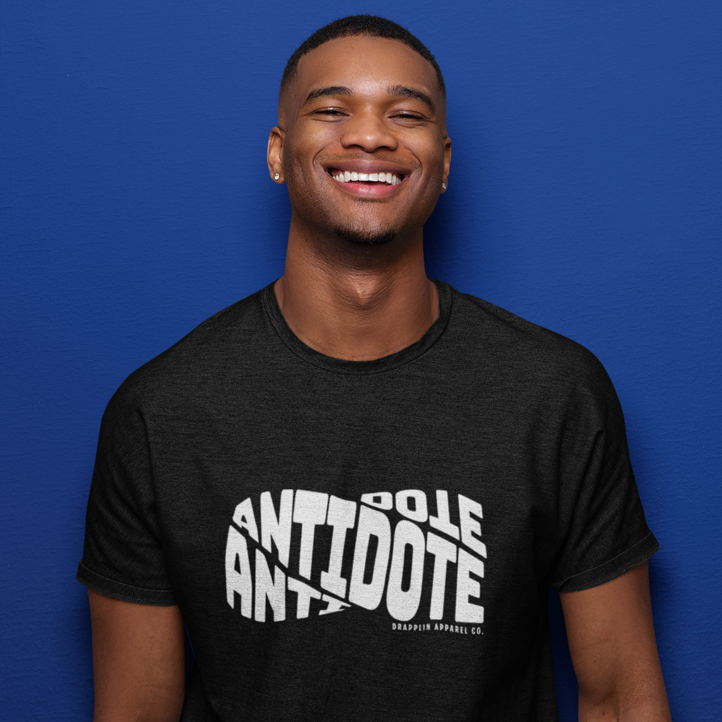 Antidote Black Crew Neck Graphic Printed T-shirt